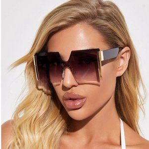 Rimless Square Frame Sunglasses